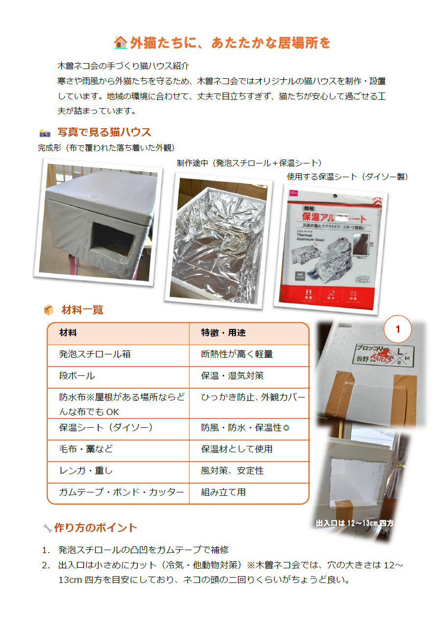 外猫たちに、温かな場所を